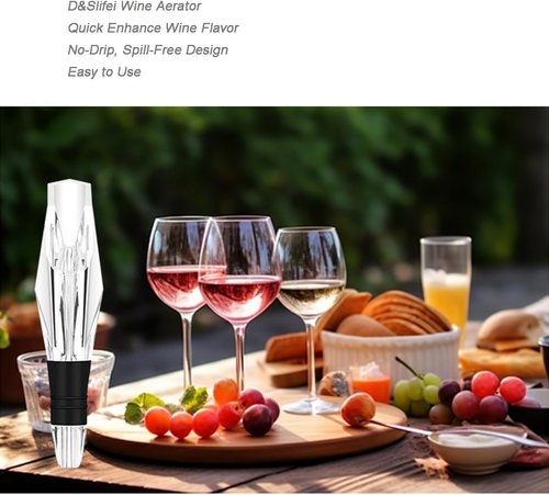 D&Slifei Wine Aerator Pourer and Decanter Spout for Elevate Wine Flavor, Enhances Bouquet and Rich Finish.Drip Free, Easy to Use.