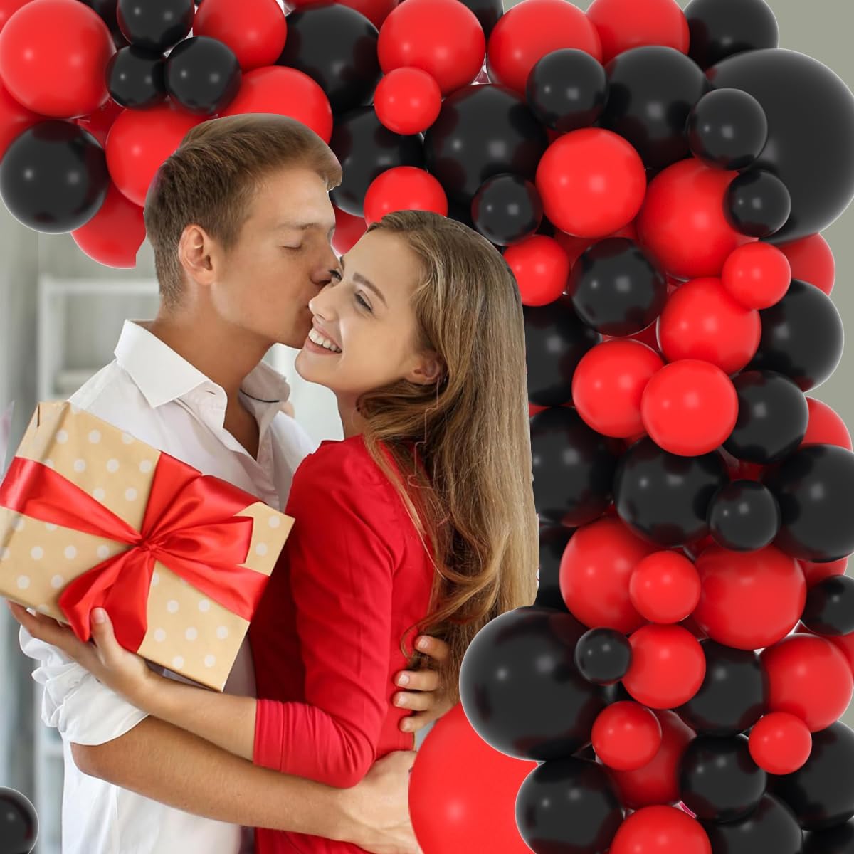 Skiennix Red and Black Balloon Garland Arch Kit - 122PCS Latex Balloons for Birthday, Wedding, and Graduation Decor