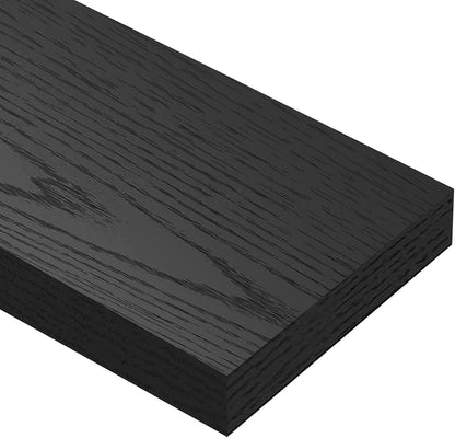 QEEIG Floating Bathroom Shelves - Stylish Wall-Mounted Storage | Set of 2, 15.7" x 6.7", Black