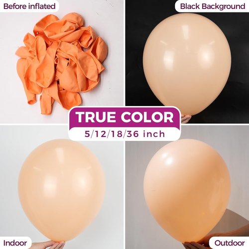 Bezente Pastel Orange Latex Balloons - 100 Pack 12-Inch Round Helium Balloons for Weddings & Parties