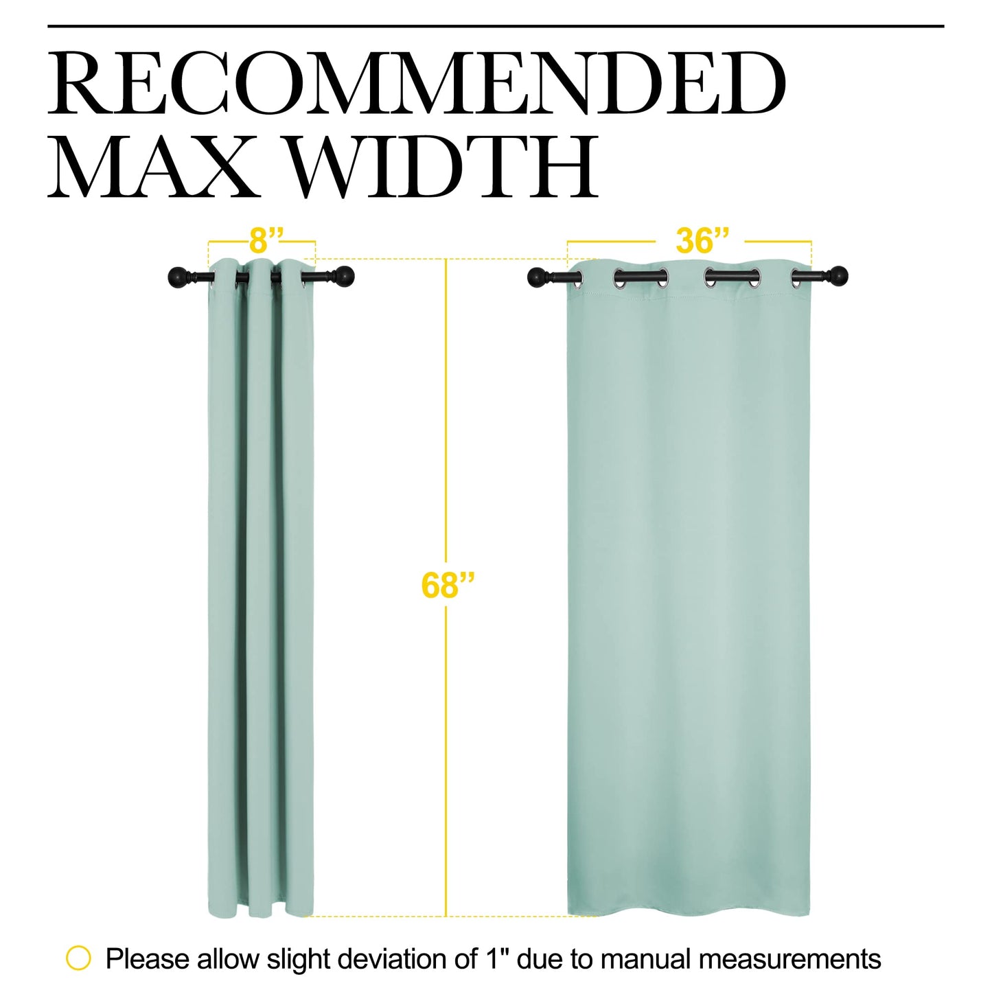 NICETOWN Aqua Blue Room Darkening Curtains for Kitchen, Window Treatment Thermal Insulated Solid Grommet Room Darkening Curtains/Drapes for Bedroom (Set of 2, 42 inches Wide by 68 inches Long)