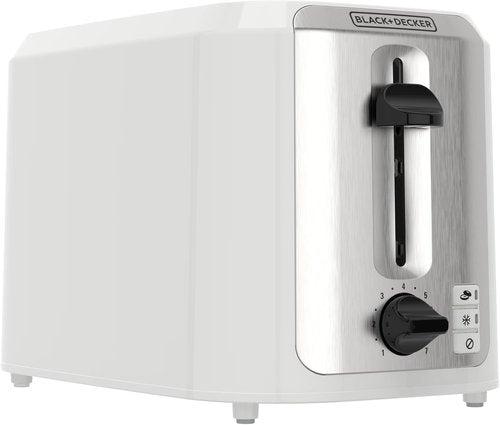 BLACK+DECKER 2-Slice Toaster - Extra-Wide Slots, 7 Shade Settings & Removable Crumb Tray | Off-White