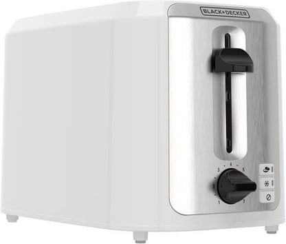 BLACK+DECKER 2-Slice Toaster - Extra-Wide Slots, 7 Shade Settings & Removable Crumb Tray | Off-White