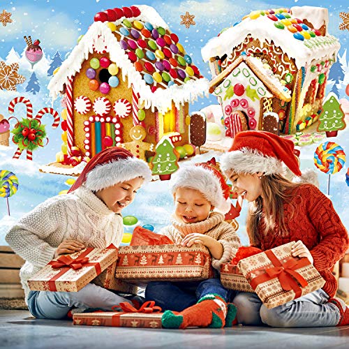 Christmas Gingerbread House Backdrop Fabric Banner for Holiday Parties