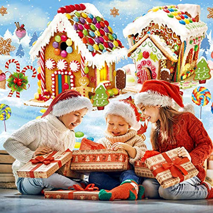 Christmas Gingerbread House Backdrop Fabric Banner for Holiday Parties