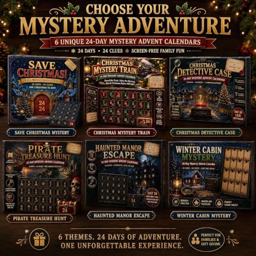 Multicolor 24-Day Mystery Adventure Advent Calendar Puzzle Countdown with 6 Story Themes