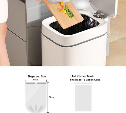 WAIKAS 10 Gallon Drawstring Trash Bags - Unscented, White, Pack of 26 | 60x71cm, 13g Each