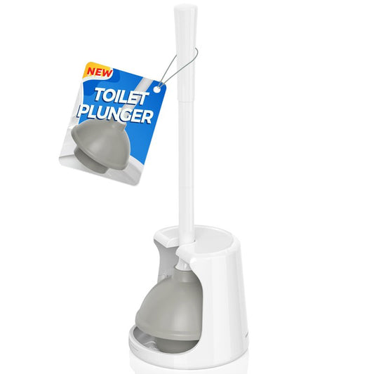 Toilet Plunger with Holder, Plungers for Bathroom Heavy Duty for 5.7-inch Toilet Drain, Toilet Plunger and Holder Combo for Bathroom Cleaning
