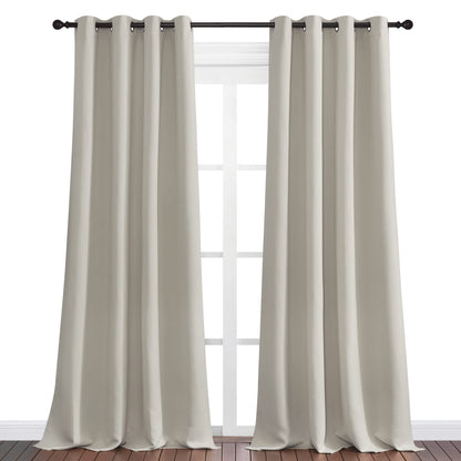 NICETOWN Natural Room Darkening Curtains 90" Long for Boho Farmhouse Home Decoration, Window Treatment Total Privacy Drape Panels for Bedroom Guest Room (55" Wide, Set of 2)