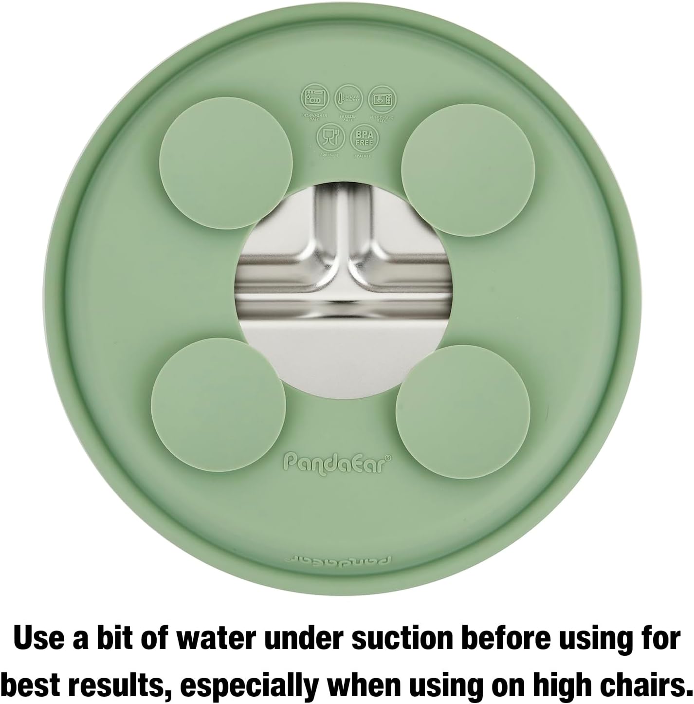 PandaEar Stainless Steel Baby Suction Plates - Divided Toddler Feeding Set | Dishwasher Safe (Blue/Green/Brown)