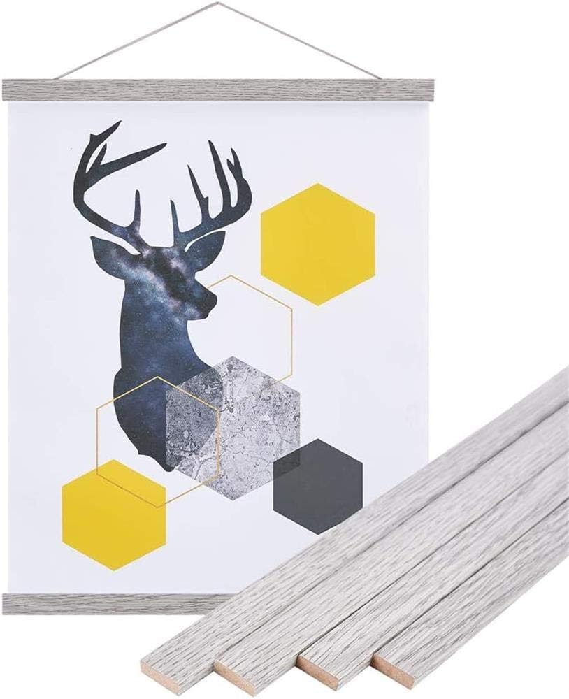 Benjia Magnetic Poster Hanger - 40" Wooden Frame for Canvas & Artwork | Grey Color, Easy Wall Display