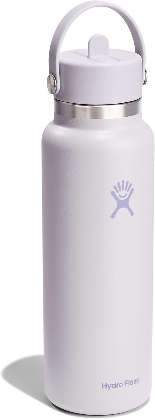 Hydro Flask Water Bottle - Insulated Stainless Steel - 40 Oz Cloud Pink with Wide Straw Lid