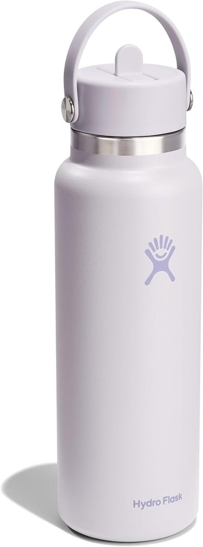 Hydro Flask Water Bottle - Insulated Stainless Steel - 40 Oz Cloud Pink with Wide Straw Lid