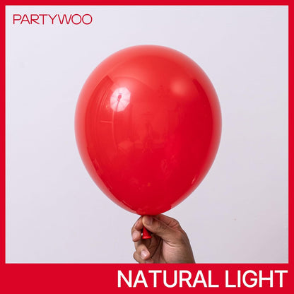 PartyWoo Red Balloons - 120-Piece Arch Kit with Various Sizes for Birthday & Graduation Decor