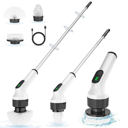 Holercoco Electric Spin Scrubber, Shower Cleaner Brush, Shower Scrubber with Long Handle 53.2inch, 2H Fast Charge, IPX7 Waterproof, Bathroom Cleaning Brush 2 Adjustable Speeds