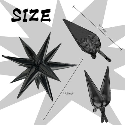 Star Balloons 60Pcs Black Foil Balloons - 12" Spike Mylar Party Decorations for Halloween & Events