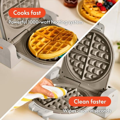 Bella Waffle Maker - Flip-N-Store Design with EverGood™ Nonstick Coating | 7” Wide Plates, 1000 Watt, Oatmilk
