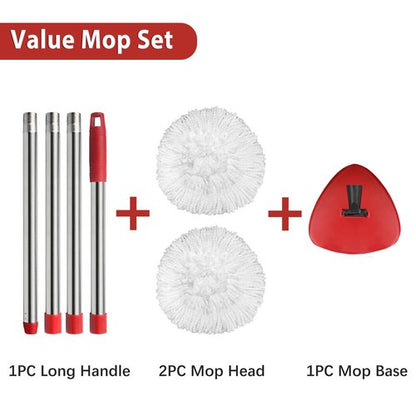 Hibaby 2 Spin Mop Head Replacement, 1 Base, 1 Mop Handle (30-58in) Combo Mops Set Compatible with OCedar EasyWring RinseClean Microfiber Mops (White (1-Tank System))