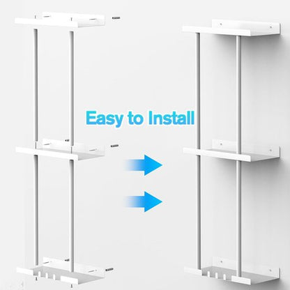 Liuoud Towel Rack - Wall Mounted Vertical Towel Storage Organizer with Shelf | Holds 6 Large Bath Sheets - White