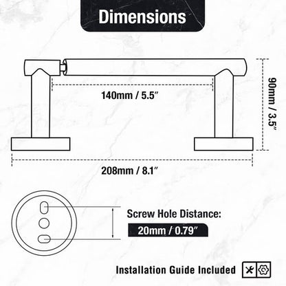 HITSLAM Toilet Paper Holder - Matte Black Double Post Pivoting Design | SS304 Stainless Steel Construction