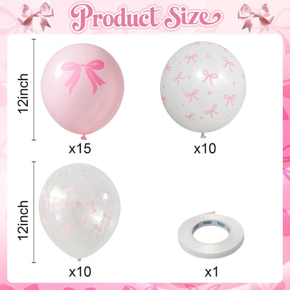 Skiennix Pink Bow Balloons - 35PCS Light Pastel Pink & Clear Latex Balloons for Weddings & Parties