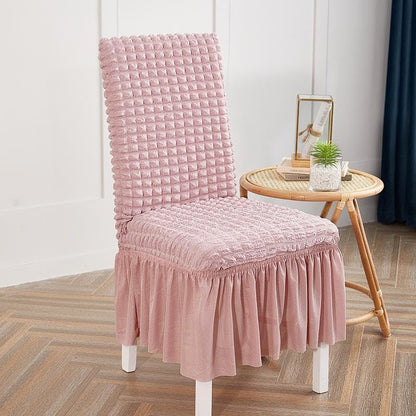 Beige Dorm Chair Cover with Skirt - Stretchy Washable Seat Protector