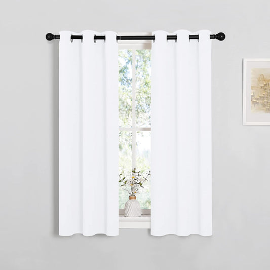 NICETOWN Curtains - Grommet Window Drapes for Small Bedrooms | 50% Light Blocking, 2 Panels, 29x45 Inches, White