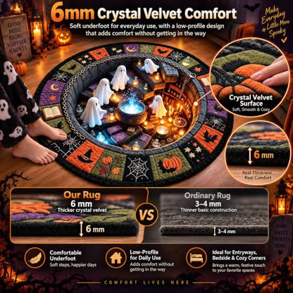 Mystic Cat Halloween Vortex Optical Illusion Rug - 20-Inch Round