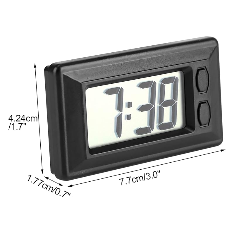 LCD Digital Clock with Time, Date & Calendar Display — Desk & Car Mount