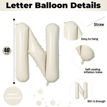 Skiennix 40-Inch Beige Number 1 Balloon - Elegant Cream White Birthday Decoration for Boys & Girls