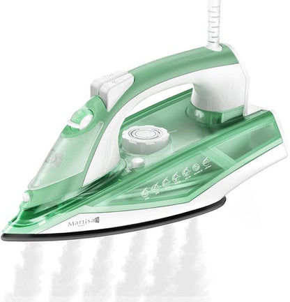 Martisan Steam Iron - 1600W Fast Heating with Non-Stick Ceramic Soleplate | Precise Thermostat, Green
