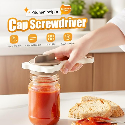 2026 Upgrade Jar Opener by [Brand Name] - 4-in-1 Multi-Function Tool for Seniors | Adjustable Stainless Steel Lid Remover (Beige)