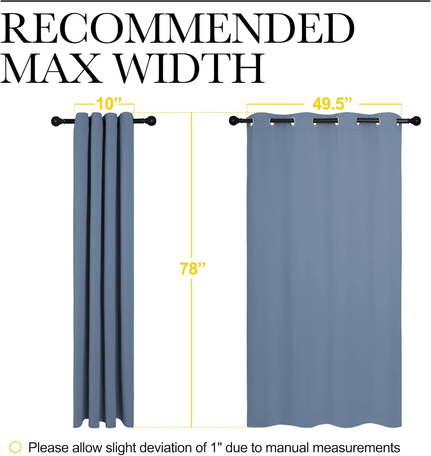 NICETOWN Room Darkening Curtain Panels - Thermal Insulated Blackout Draperies | Stone Blue, 78" Length, 55" Width (2 Pieces)