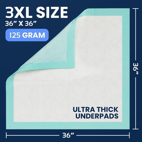 Chucks Disposable Incontinence Bed Pads - Super Absorbent Waterproof 36" x 36" | 50 Pack for Adults