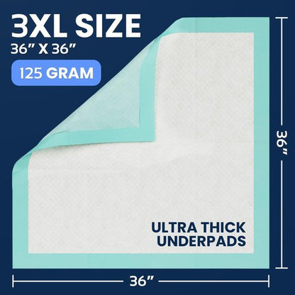 Chucks Disposable Incontinence Bed Pads - Super Absorbent Waterproof 36" x 36" | 50 Pack for Adults