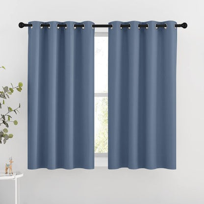 NICETOWN Bedroom Blackout Curtains and Drapes 54" L - Window Treatment Thermal Insulated Solid Grommet Blackout Draperies for Home Office (Stone Blue, 2 Panels=92" Wide)