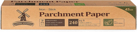Unbleached Parchment Paper - Non-Stick Baking Roll, 12 In x 240 Ft for Cooking & Grilling
