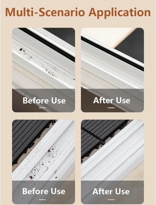 Groove Cleaning Brush - 2-in-1 Grout Cleaner Tool with Hard Bristles for Sliding Door Tracks & Window Sills