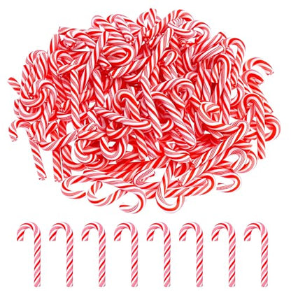 Red & White Faux Candy Canes 120 Pcs, 30mm Polymer Clay Mini Decorations