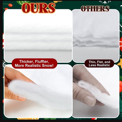 Christmas Fake Snow Blanket - 5 Pack Thick Fluffy 3x8 FT White Artificial Snow for Winter Decor