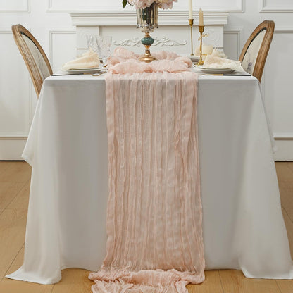Regine Switzerland Cheesecloth Table Runner - Dusty Pink 120 Inch for Boho Rustic Decor