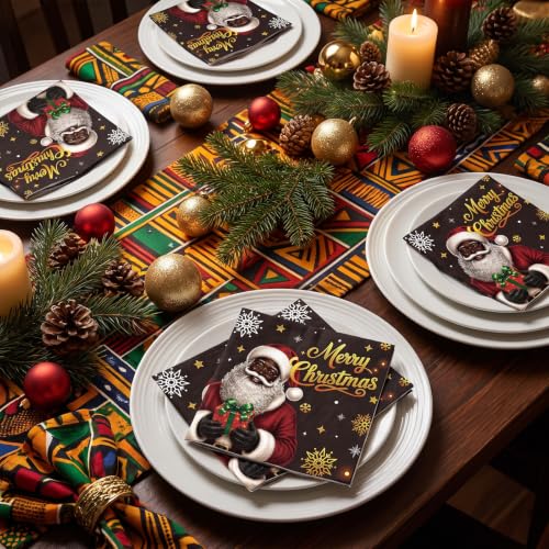 African American Christmas Napkins - 50 Pc Holiday Party Decorations