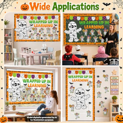 Halloween Mummy Bulletin Board Set - Classroom Decor with DIY Photo Space - Wrapped Up in Learning