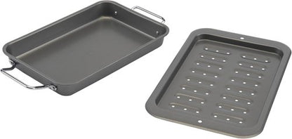 GoodCook Everyday Broiler Baking Pan - Nonstick Heavy-Gauge Steel with Built-in Handles | 7x11-Inch, Gray