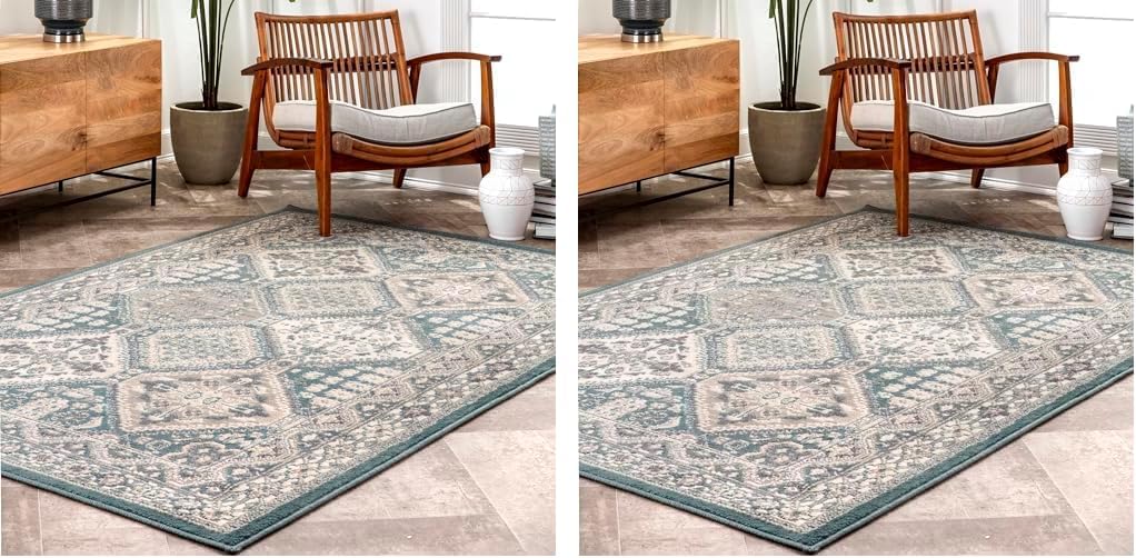 nuLOOM 3x5 Becca Traditional Tiled Area Rug - Faded Blue Design, Stain Resistant | Perfect for Any Room