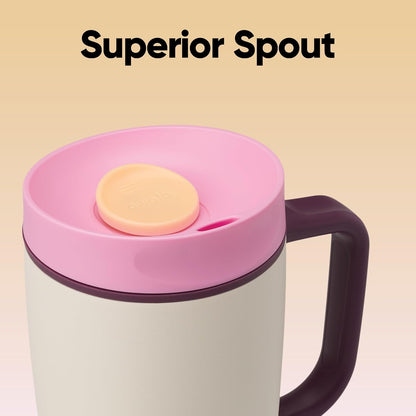 Owala SmoothSip Stainless Steel Travel Mug - 100% Leak Proof, Insulated for Hot & Cold Drinks, 12oz, Pink/Tan