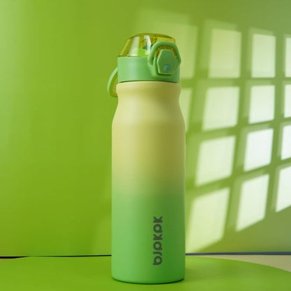 BJPKPK Stainless Steel Insulated Water Bottle - 25oz Reusable Thermal Flask with Straw Lid | Lime Color