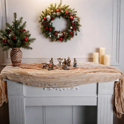 6 Pcs Nativity Scene Rustic Table Runner Xmas Decor - Desert Design