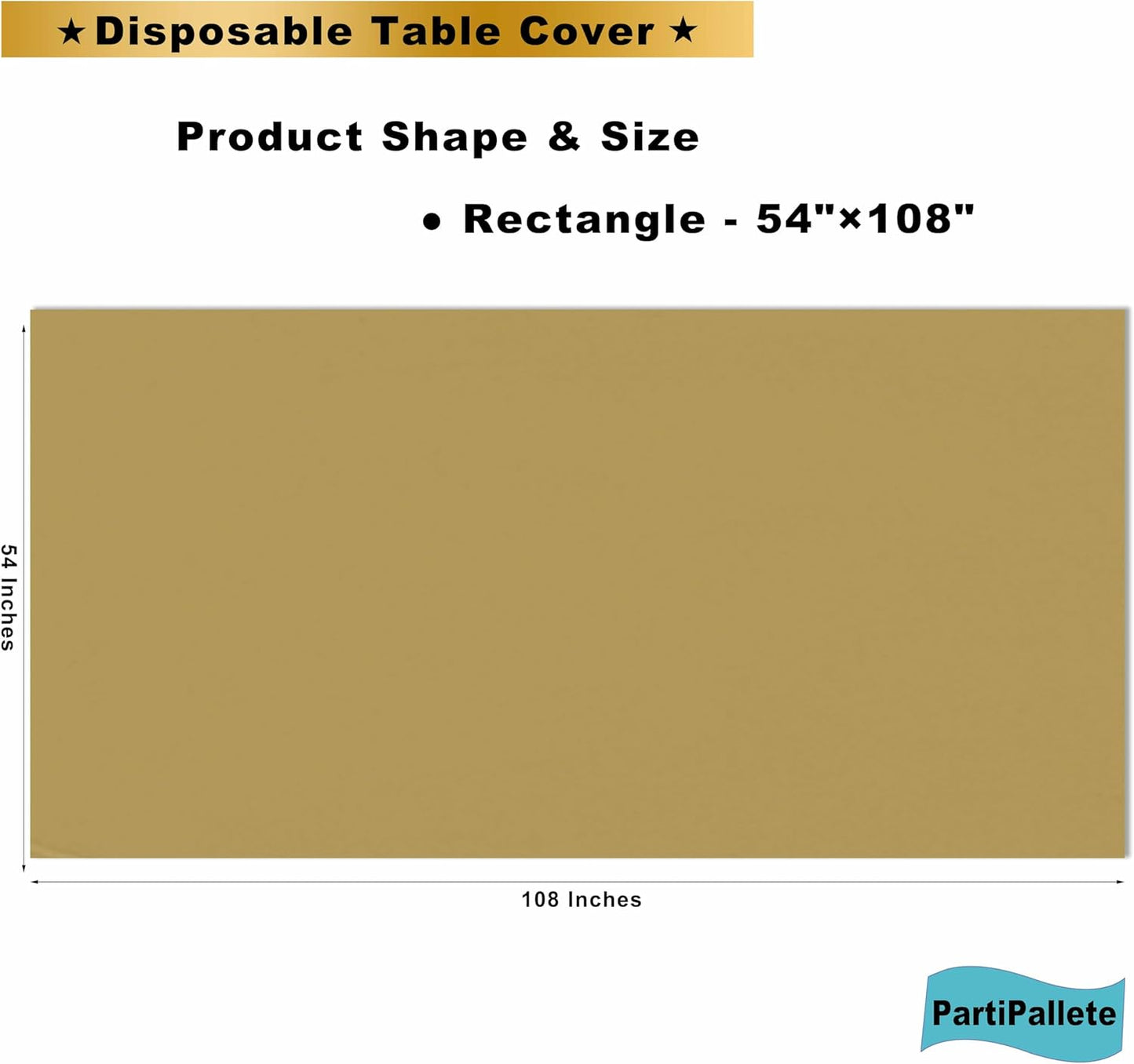 Skiennix Premium Disposable Gold Tablecloths - 3-Pack 54" x 108" Rectangle Covers for Parties & Events