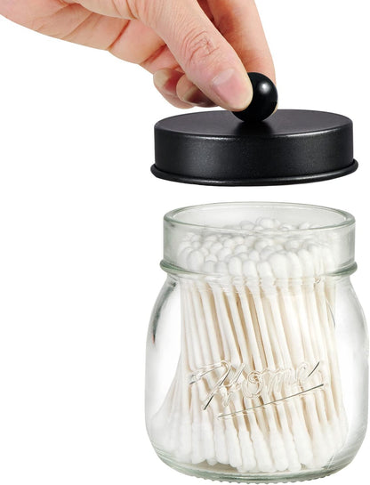 SheeChung Qtip Holders - Stylish Black Bathroom Decor for Cotton Swabs & Accessories | 2 Pack